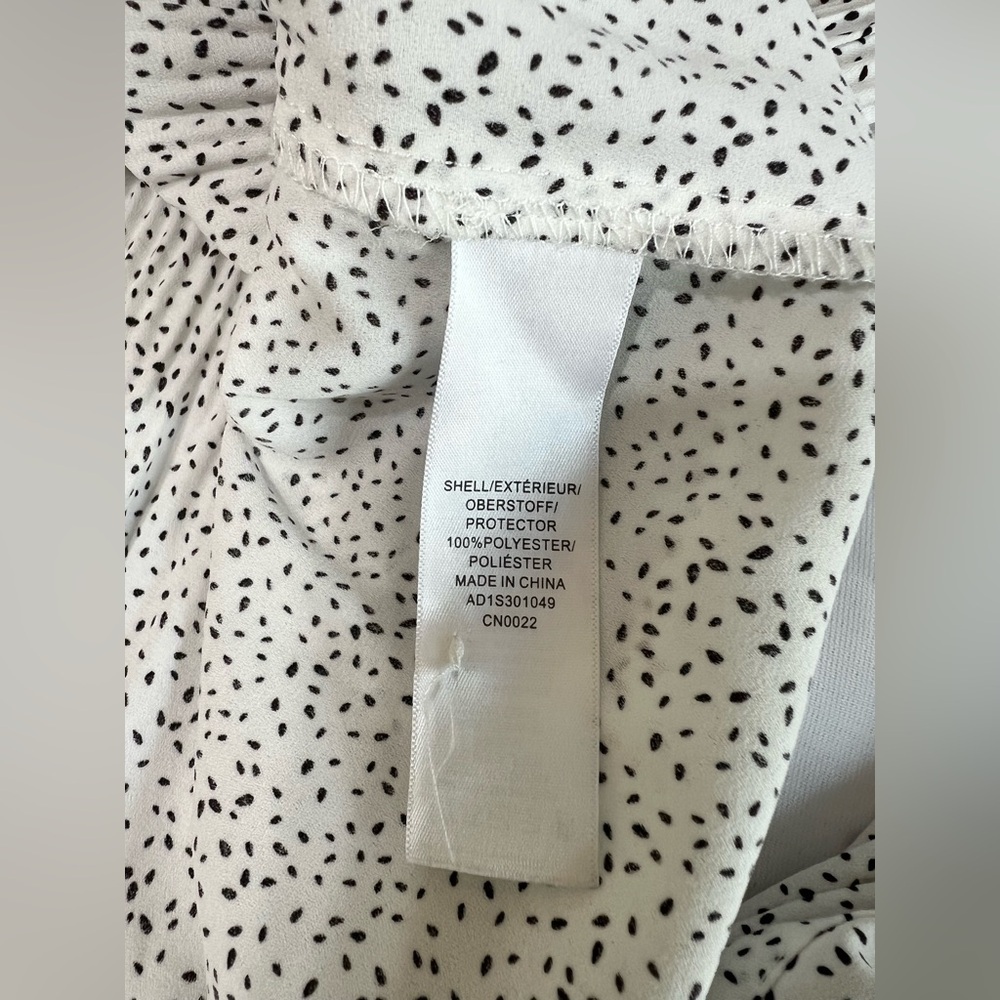 Adrianna Papel Women Small White Black Polka Dot Pleated Blouse Shirt Flowly Top - Picture 8 of 11